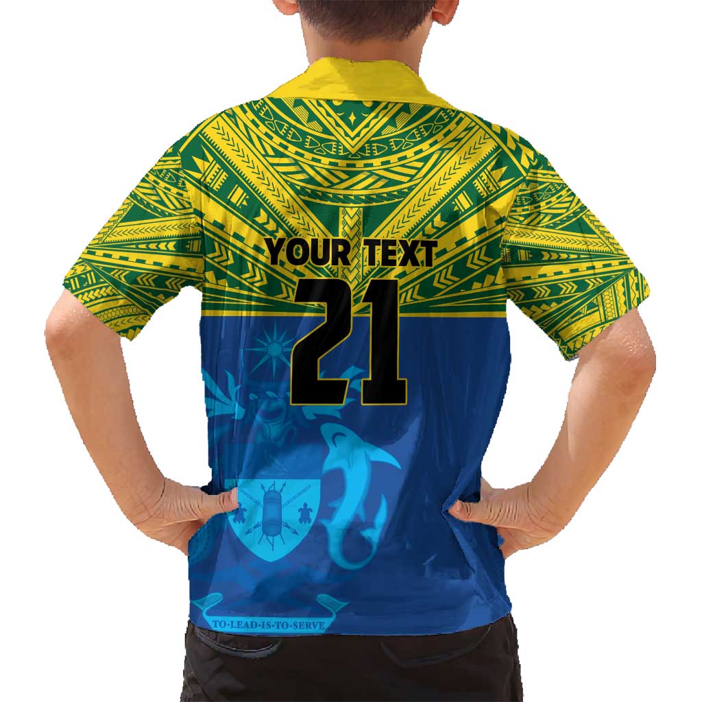 Solomon Islands Rugby Custom Family Matching Tank Maxi Dress and Hawaiian Shirt Simple Coat of arm Polynesian Pattern