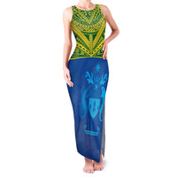 Solomon Islands Rugby Custom Family Matching Tank Maxi Dress and Hawaiian Shirt Simple Coat of arm Polynesian Pattern