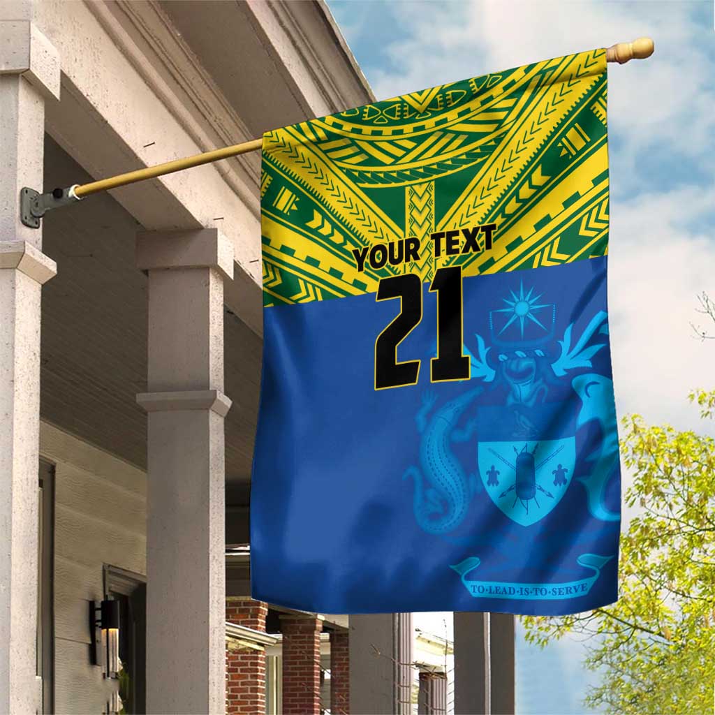 Solomon Islands Rugby Custom Garden Flag Simple Coat of arm Polynesian Pattern