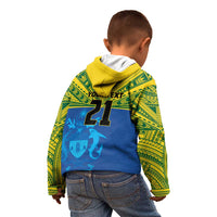 Solomon Islands Rugby Custom Kid Hoodie Simple Coat of arm Polynesian Pattern