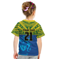 Solomon Islands Rugby Custom Kid T Shirt Simple Coat of arm Polynesian Pattern LT9 - Polynesian Pride