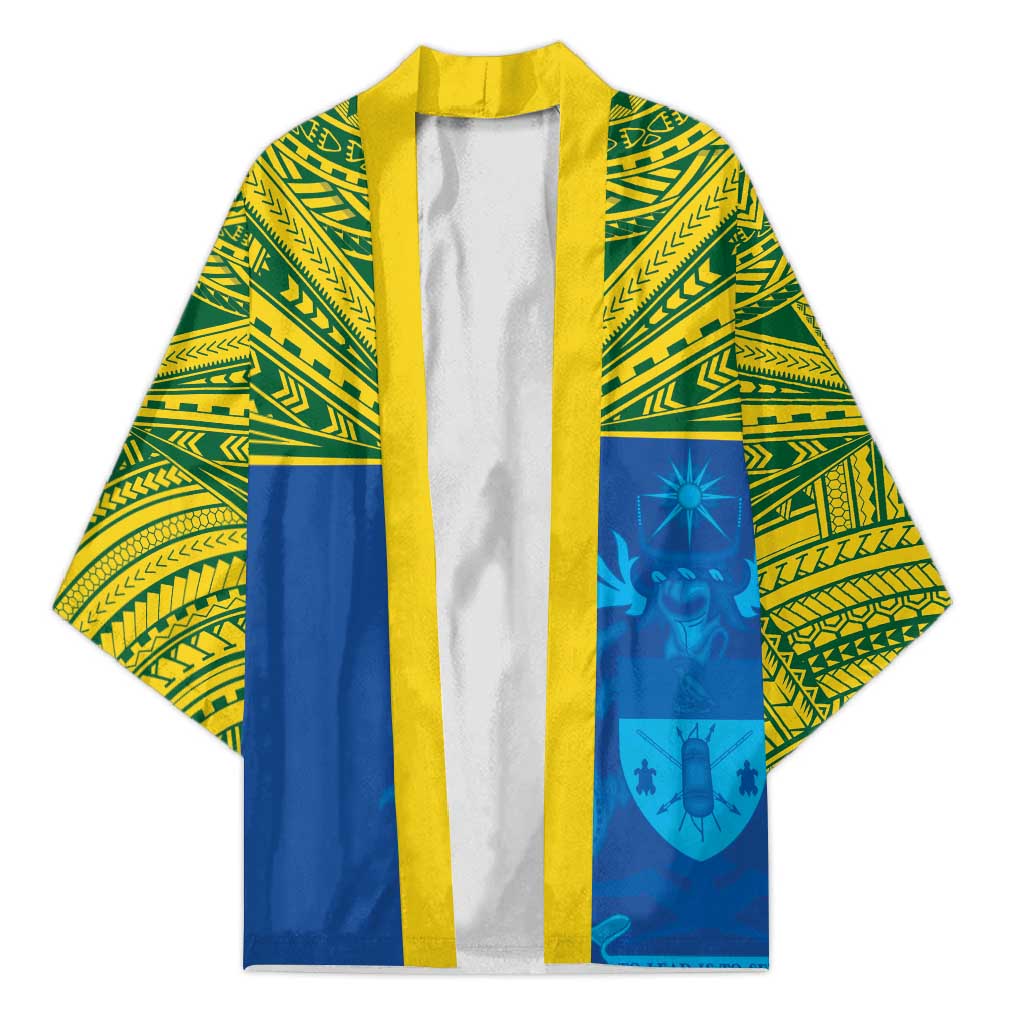 Solomon Islands Rugby Custom Kimono Simple Coat of arm Polynesian Pattern LT9 Unisex Gold - Polynesian Pride