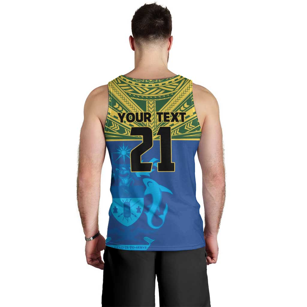Solomon Islands Rugby Custom Men Tank Top Simple Coat of arm Polynesian Pattern LT9 - Polynesian Pride