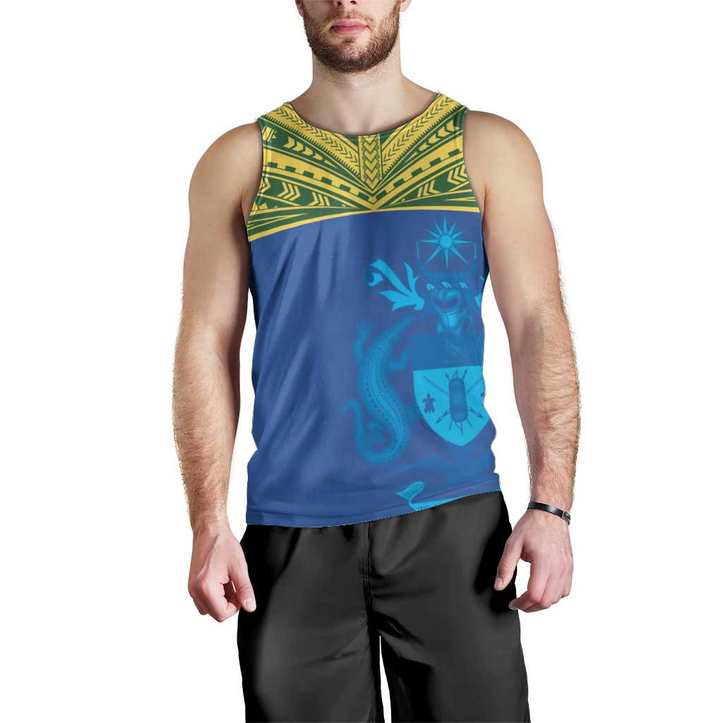 Solomon Islands Rugby Custom Men Tank Top Simple Coat of arm Polynesian Pattern LT9 - Polynesian Pride