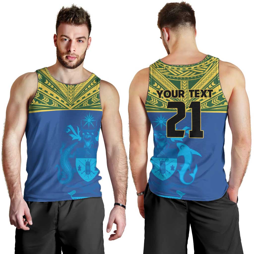 Solomon Islands Rugby Custom Men Tank Top Simple Coat of arm Polynesian Pattern LT9 - Polynesian Pride