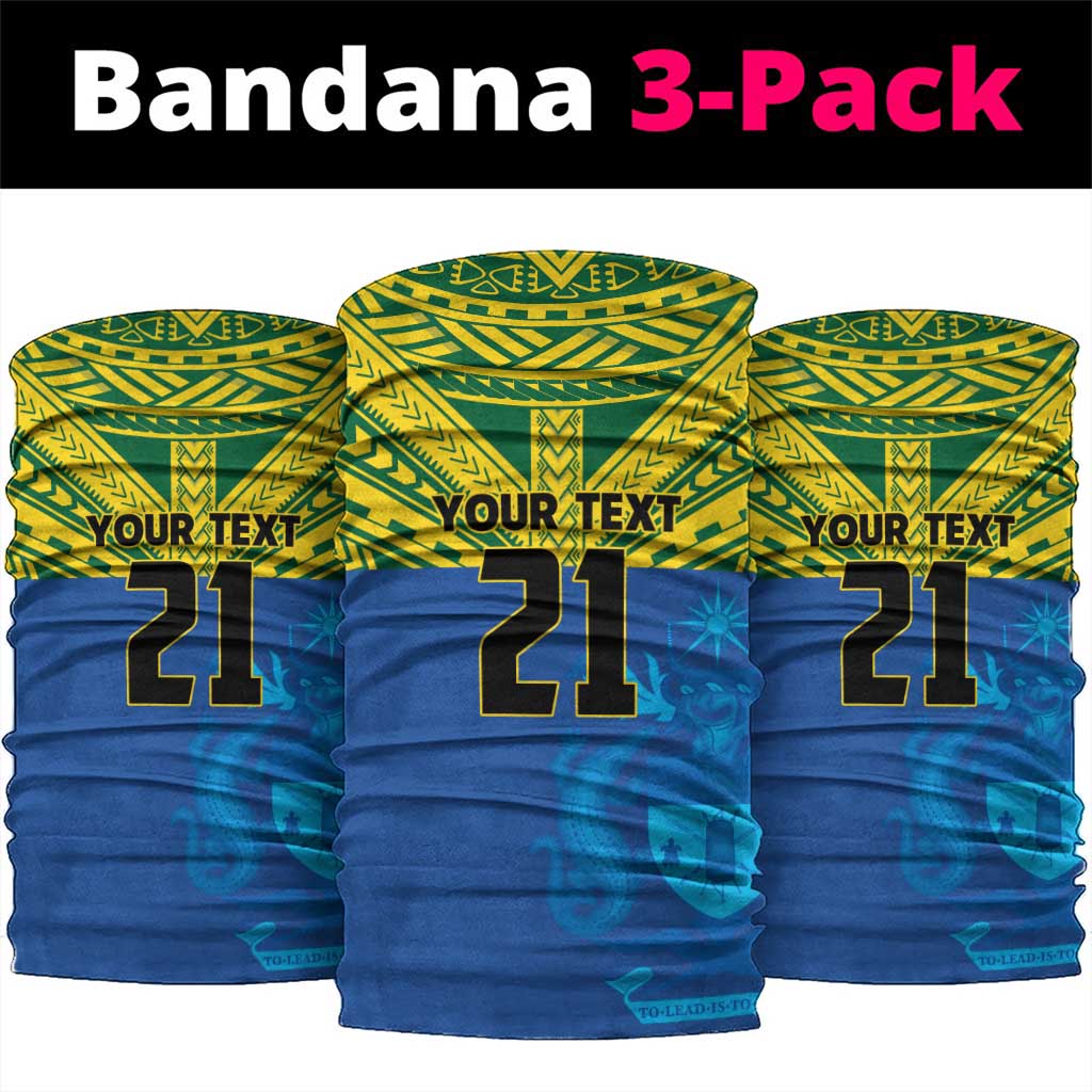 Solomon Islands Rugby Custom Neck Gaiter Simple Coat of arm Polynesian Pattern - Polynesian Pride