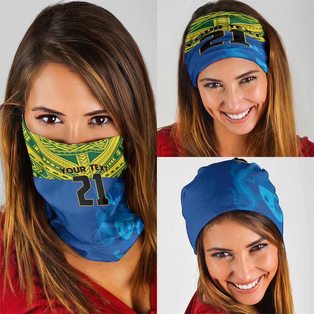 Solomon Islands Rugby Custom Neck Gaiter Simple Coat of arm Polynesian Pattern LT9 - Polynesian Pride