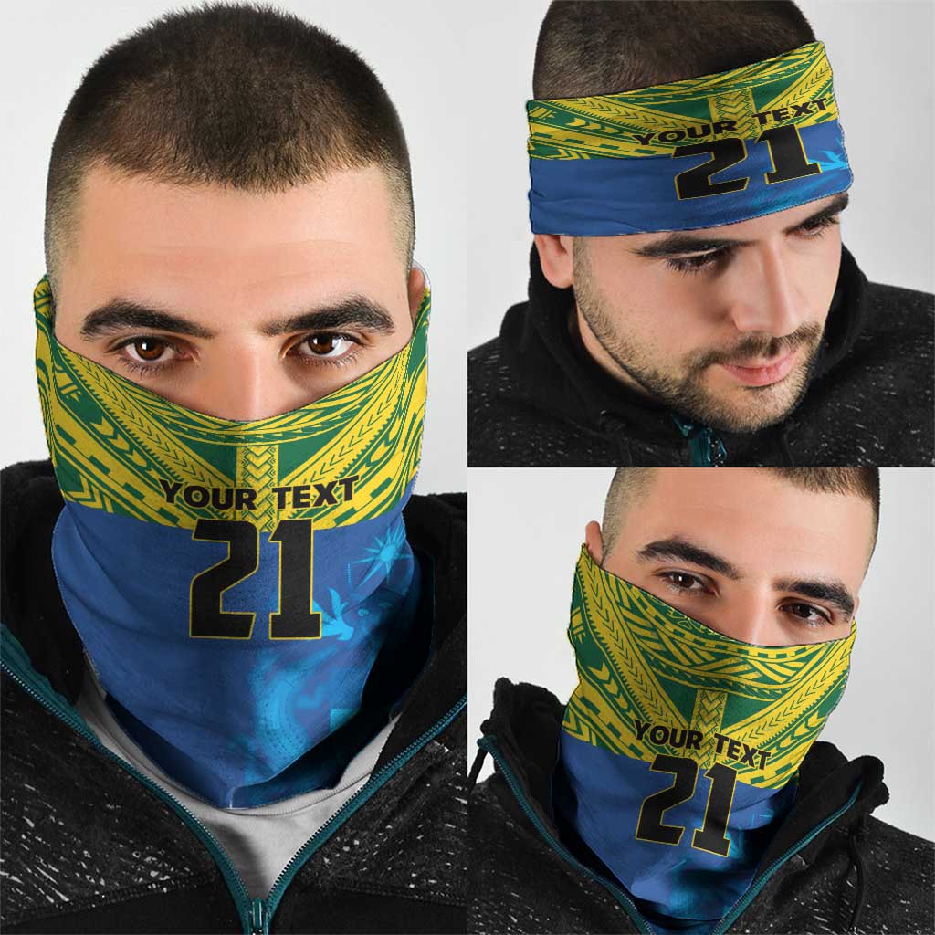Solomon Islands Rugby Custom Neck Gaiter Simple Coat of arm Polynesian Pattern LT9 - Polynesian Pride