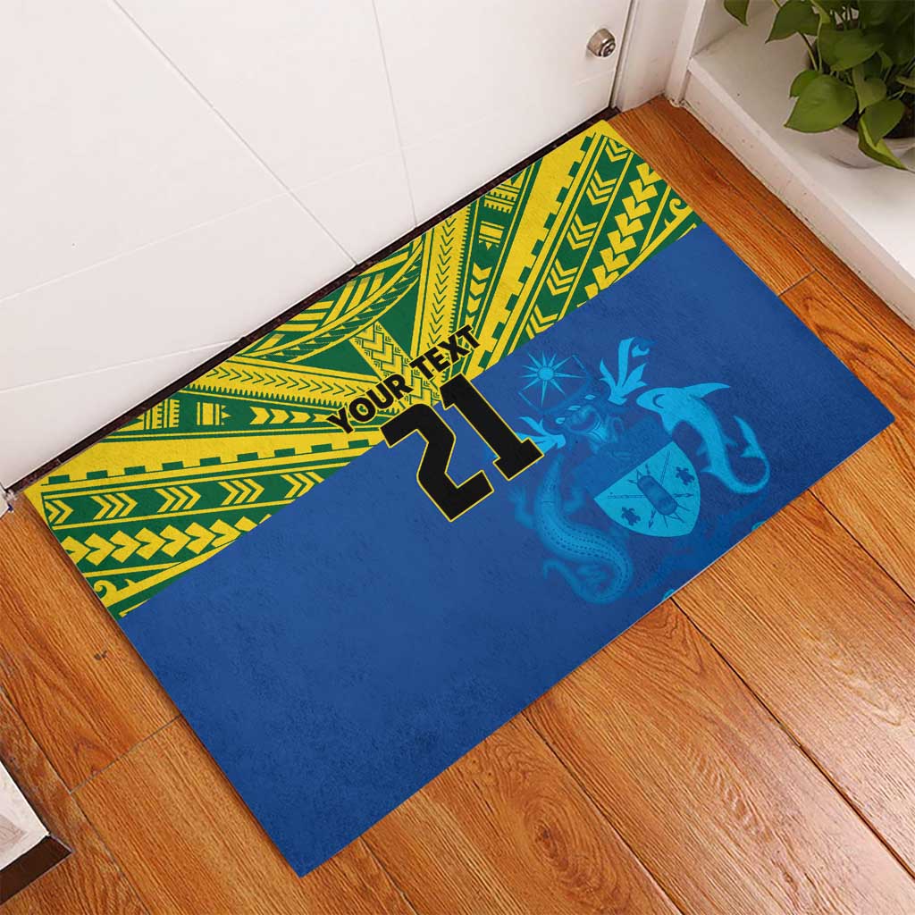 Solomon Islands Rugby Custom Rubber Doormat Simple Coat of arm Polynesian Pattern LT9 - Polynesian Pride