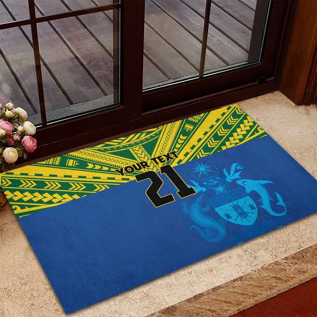Solomon Islands Rugby Custom Rubber Doormat Simple Coat of arm Polynesian Pattern LT9 - Polynesian Pride