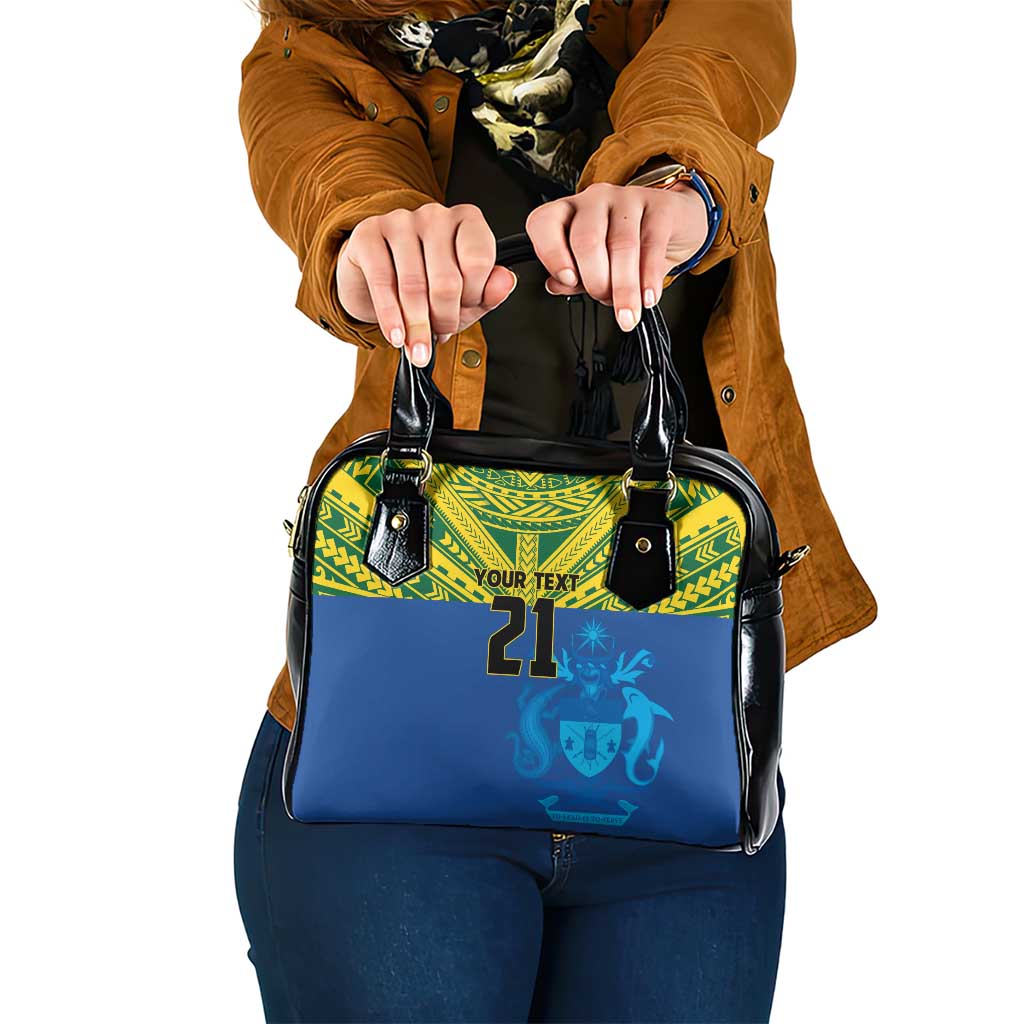 Solomon Islands Rugby Custom Shoulder Handbag Simple Coat of arm Polynesian Pattern LT9 One Size Gold - Polynesian Pride
