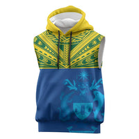 Solomon Islands Rugby Custom Sleeveless Hoodie Simple Coat of arm Polynesian Pattern - Polynesian Pride