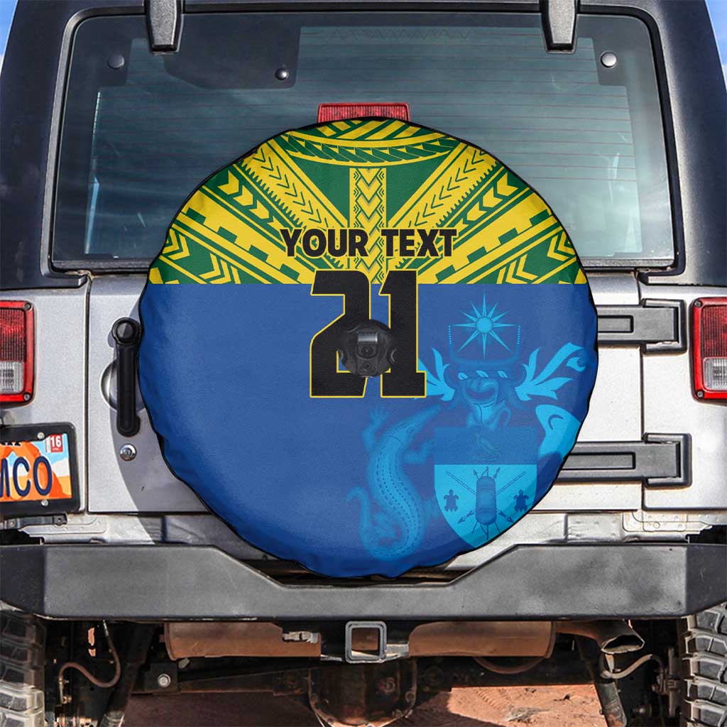 Solomon Islands Rugby Custom Spare Tire Cover Simple Coat of arm Polynesian Pattern LT9 Gold - Polynesian Pride