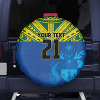 Solomon Islands Rugby Custom Spare Tire Cover Simple Coat of arm Polynesian Pattern LT9 No hole Gold - Polynesian Pride