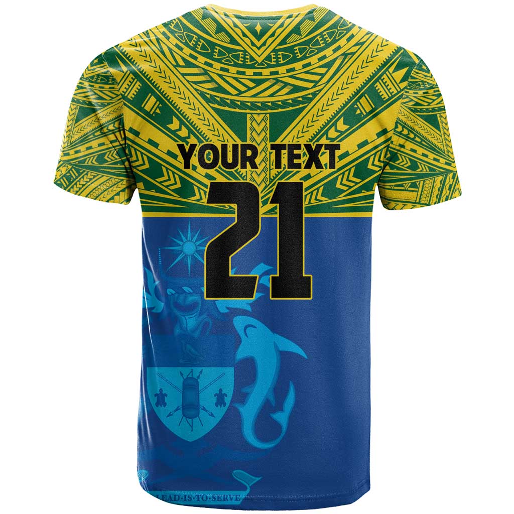 Solomon Islands Rugby Custom T Shirt Simple Coat of arm Polynesian Pattern LT9 - Polynesian Pride