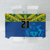 Solomon Islands Rugby Custom Tablecloth Simple Coat of arm Polynesian Pattern LT9 Gold - Polynesian Pride