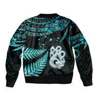 Custom Matariki New Zealand Bomber Jacket Maori Manaia with Paua Shell - Aqua LT9 - Polynesian Pride