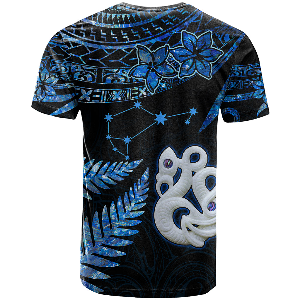 Custom Matariki New Zealand T Shirt Maori Manaia with Paua Shell Blue LT9 - Polynesian Pride