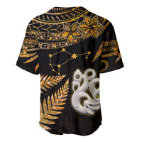 Custom Maori Baseball Jersey Matariki Stars Manaia with Paua Shell - Gold LT9 - Polynesian Pride
