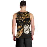 Custom Maori Men Tank Top Matariki Stars Manaia with Paua Shell - Gold LT9 - Polynesian Pride