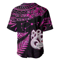 Custom New Zealand Baseball Jersey Matariki NZ Manaia with Paua Shell - Pink LT9 - Polynesian Pride