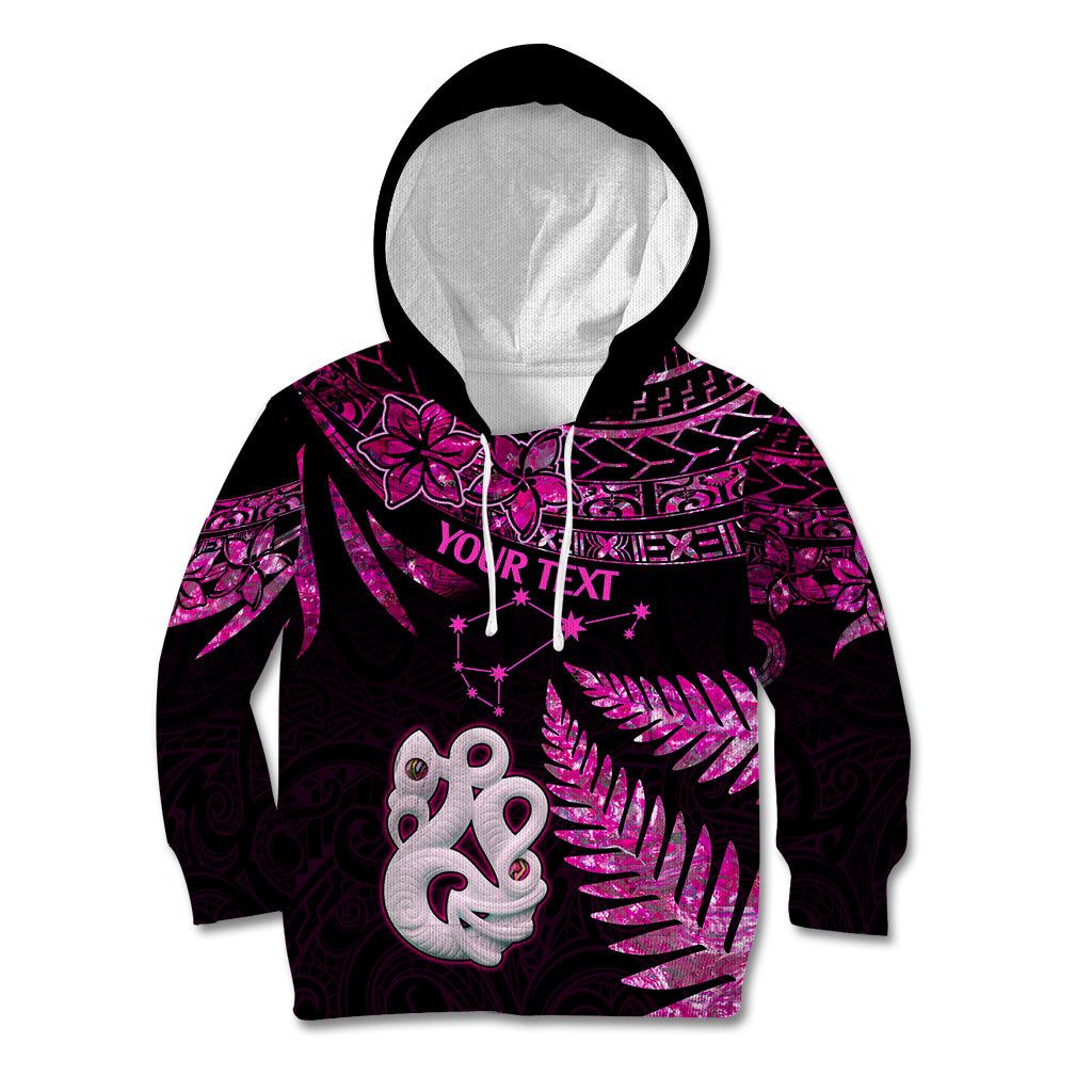 Custom New Zealand Kid Hoodie Matariki NZ Manaia with Paua Shell - Pink LT9 Pink - Polynesian Pride