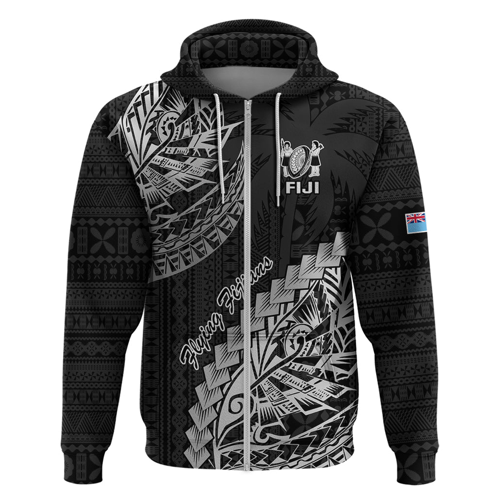 Fiji Rugby Hoodie Kaiviti Fijian Tribal World Cup Black LT9 Zip Hoodie Black - Polynesian Pride