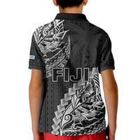 Fiji Rugby Kid Polo Shirt Kaiviti Fijian Tribal World Cup Black LT9 - Polynesian Pride