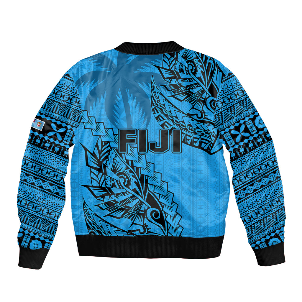 Fiji Rugby Bomber Jacket Kaiviti Fijian Tribal World Cup Blue No1 LT9 - Polynesian Pride