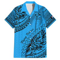 Fiji Rugby Family Matching Puletasi Dress and Hawaiian Shirt Kaiviti Fijian Tribal World Cup Blue No1 LT9 Dad's Shirt - Short Sleeve Blue - Polynesian Pride
