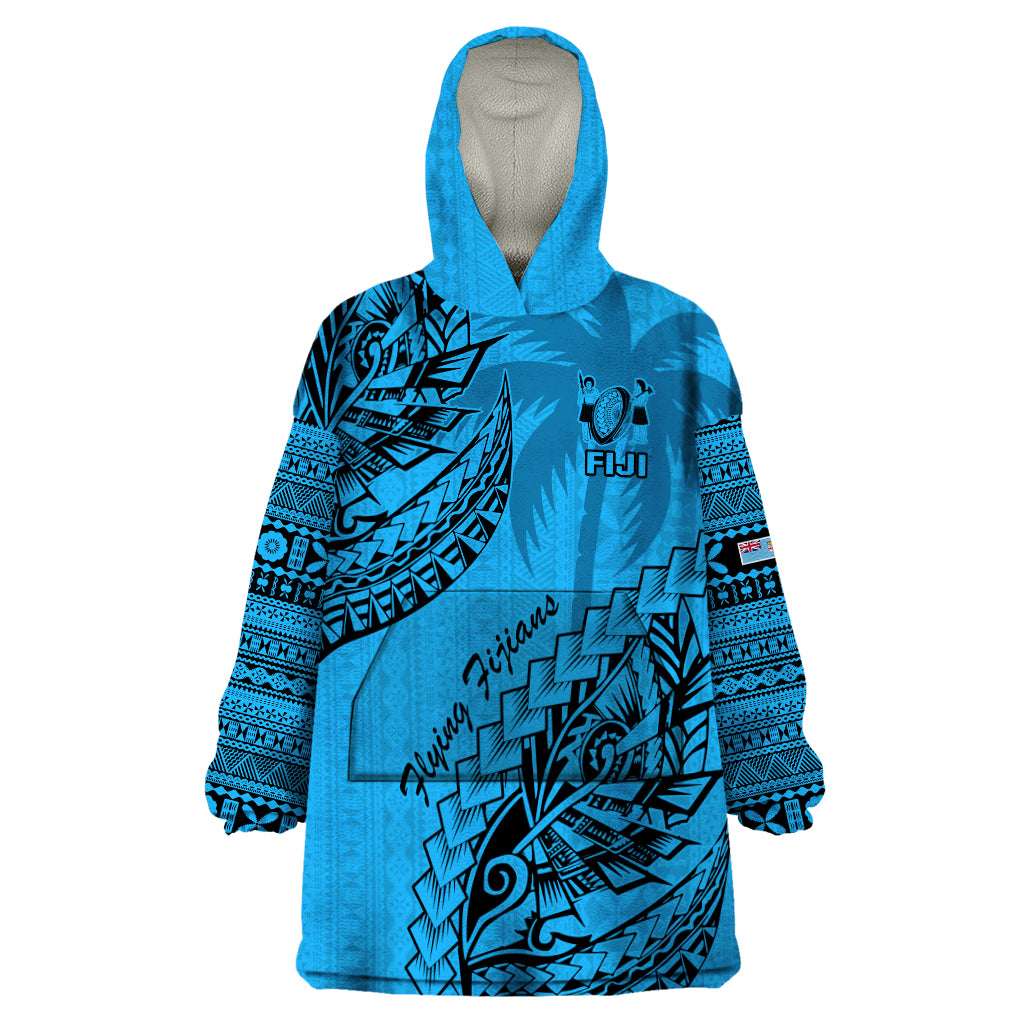 Fiji Rugby Wearable Blanket Hoodie Kaiviti Fijian Tribal World Cup Blue No1 LT9 One Size Blue - Polynesian Pride