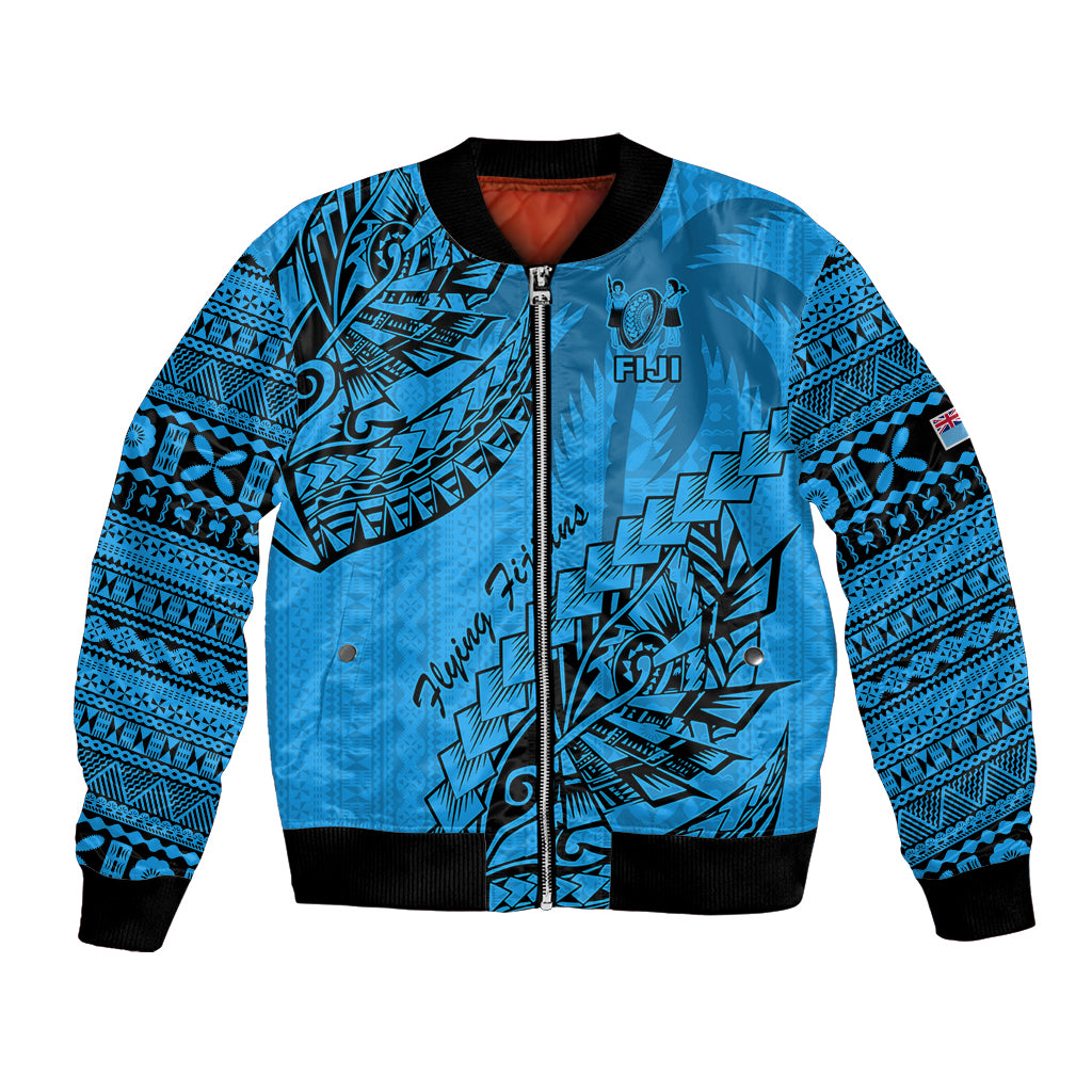 Custom Fiji Rugby Bomber Jacket Kaiviti Fijian Tribal World Cup Blue No1 LT9 Unisex Blue - Polynesian Pride
