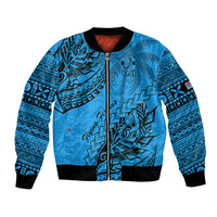 Custom Fiji Rugby Bomber Jacket Kaiviti Fijian Tribal World Cup Blue No1 LT9 Unisex Blue - Polynesian Pride