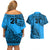 Custom Fiji Rugby Couples Matching Off Shoulder Short Dress and Hawaiian Shirt Kaiviti Fijian Tribal World Cup Blue No1 LT9 - Polynesian Pride