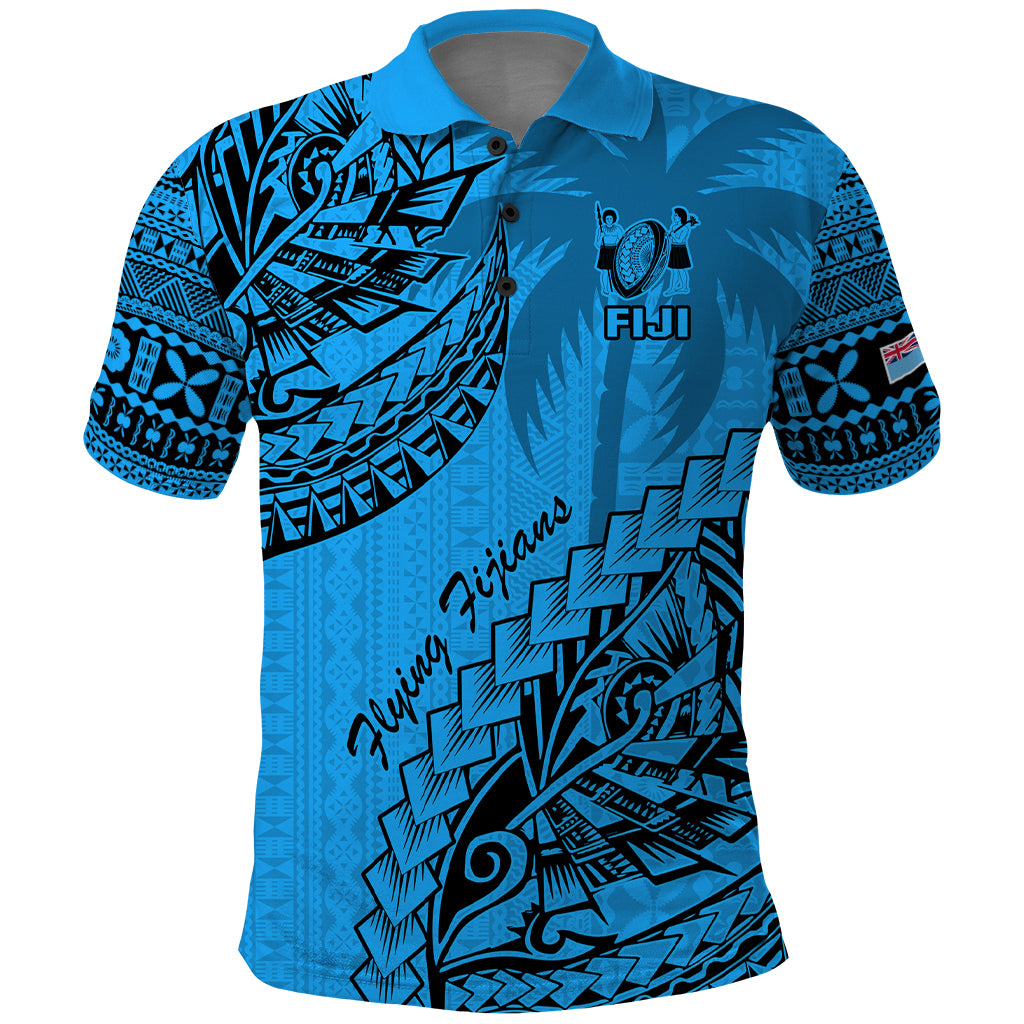 Custom Fiji Rugby Polo Shirt Kaiviti Fijian Tribal World Cup Blue No1 LT9 Blue - Polynesian Pride