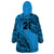 Custom Fiji Rugby Wearable Blanket Hoodie Kaiviti Fijian Tribal World Cup Blue No1 LT9 - Polynesian Pride