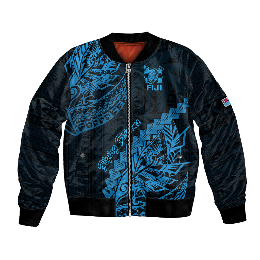 Fiji Rugby Bomber Jacket Kaiviti Fijian Tribal World Cup Blue No2 LT9 Unisex Blue - Polynesian Pride