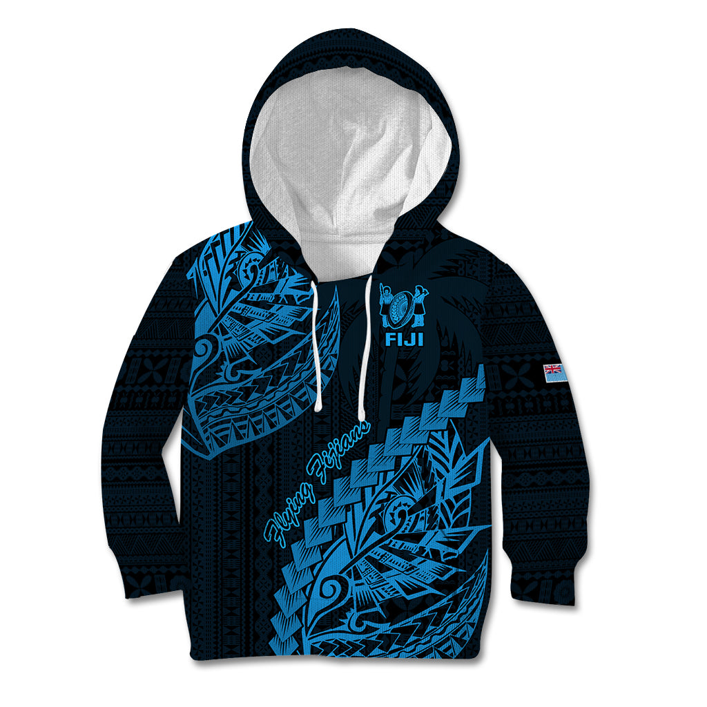 Fiji Rugby Kid Hoodie Kaiviti Fijian Tribal World Cup Blue No2 LT9 Blue - Polynesian Pride