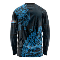Fiji Rugby Long Sleeve Shirt Kaiviti Fijian Tribal World Cup Blue No2 LT9 - Polynesian Pride
