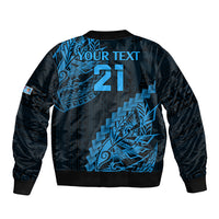 Custom Fiji Rugby Bomber Jacket Kaiviti Fijian Tribal World Cup Blue No2 LT9 - Polynesian Pride