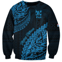 Custom Fiji Rugby Sweatshirt Kaiviti Fijian Tribal World Cup Blue No2 LT9 Unisex Blue - Polynesian Pride