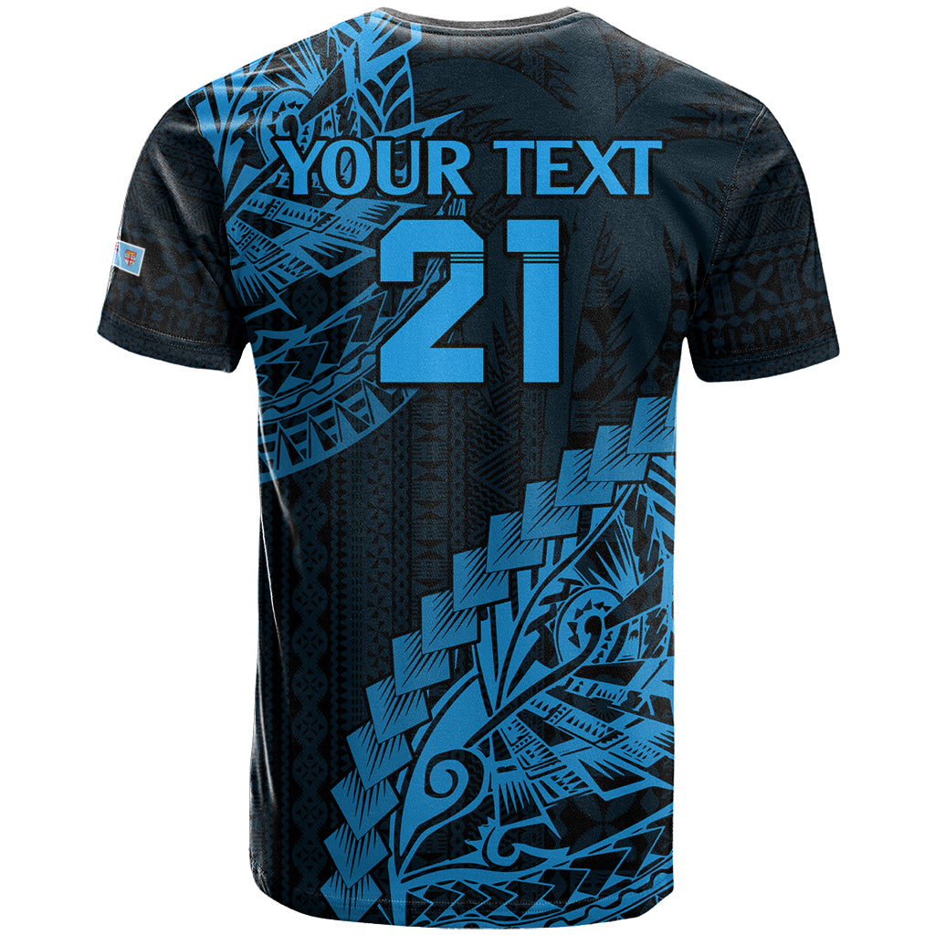 Custom Fiji Rugby T Shirt Kaiviti Fijian Tribal World Cup Blue No2 LT9 - Polynesian Pride