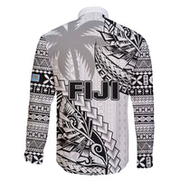 Fiji Rugby Family Matching Long Sleeve Bodycon Dress and Hawaiian Shirt Kaiviti Fijian Tribal World Cup White LT9 - Polynesian Pride
