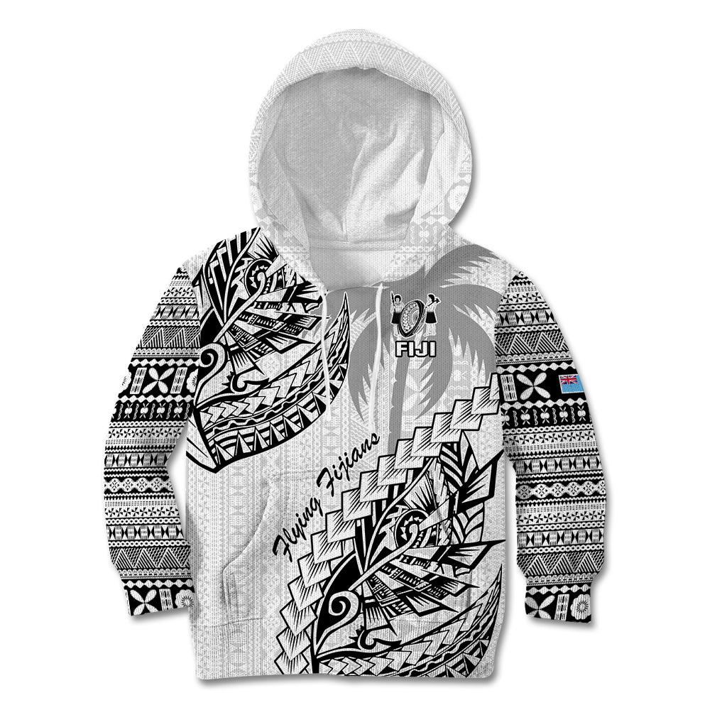 Fiji Rugby Kid Hoodie Kaiviti Fijian Tribal World Cup White LT9 White - Polynesian Pride