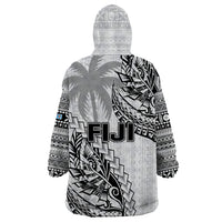 Fiji Rugby Wearable Blanket Hoodie Kaiviti Fijian Tribal World Cup White LT9 - Polynesian Pride