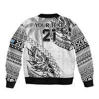 Custom Fiji Rugby Bomber Jacket Kaiviti Fijian Tribal World Cup White LT9 - Polynesian Pride