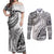 Custom Fiji Rugby Couples Matching Off Shoulder Maxi Dress and Long Sleeve Button Shirt Kaiviti Fijian Tribal World Cup White LT9 White - Polynesian Pride