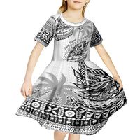 Custom Fiji Rugby Kid Short Sleeve Dress Kaiviti Fijian Tribal World Cup White LT9 - Polynesian Pride