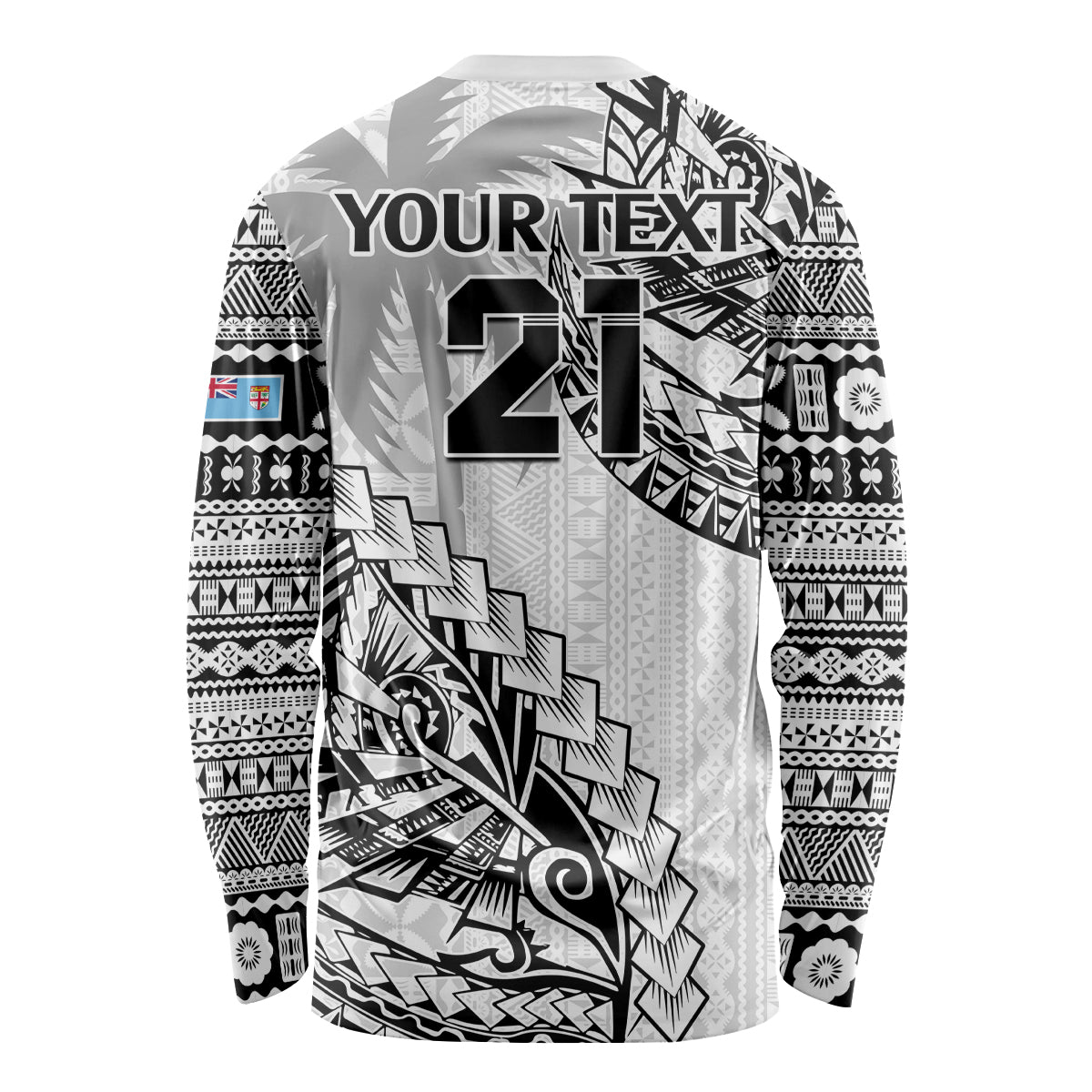 Custom Fiji Rugby Long Sleeve Shirt Kaiviti Fijian Tribal World Cup White LT9 - Polynesian Pride