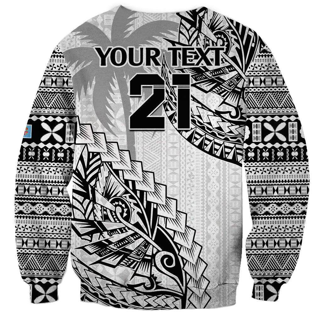Custom Fiji Rugby Sweatshirt Kaiviti Fijian Tribal World Cup White LT9 - Polynesian Pride